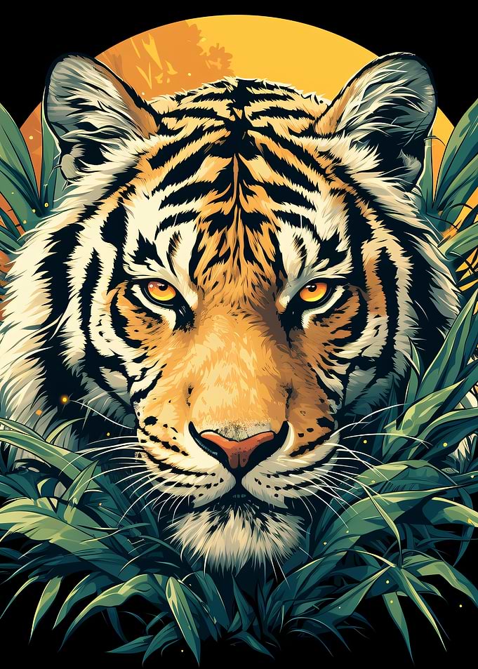 Tiger in Lush Greenery