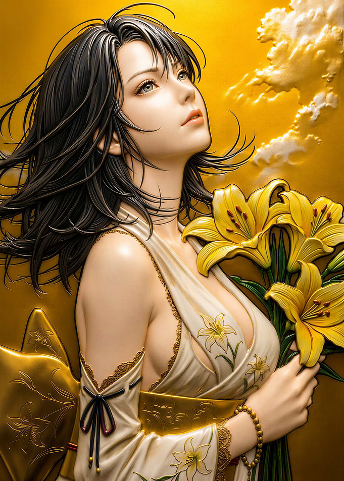 Final Fantasy X: Yuna with Yellow Lilies