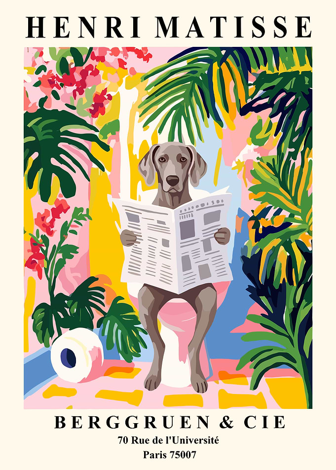 Henri Matisse Dog Reading Newspaper Poster