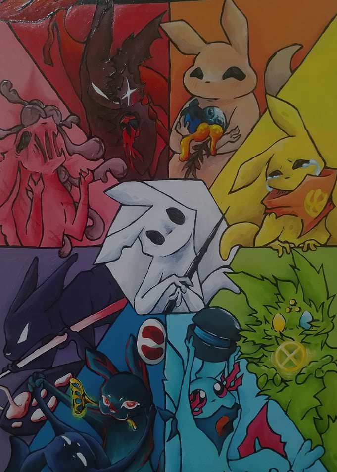 Fantasy Creatures in Geometric Panels