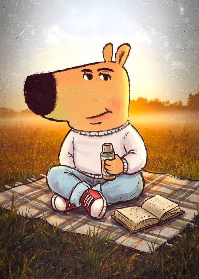 Cartoon capybara Enjoying a Picnic at Sunset