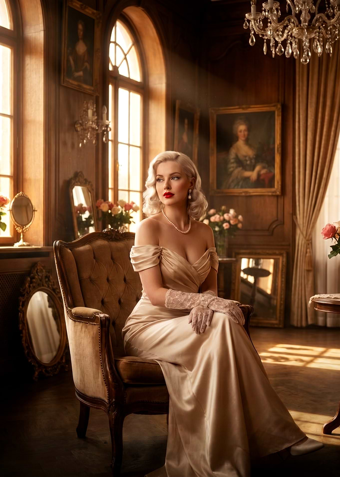Elegant Woman in Vintage Dress