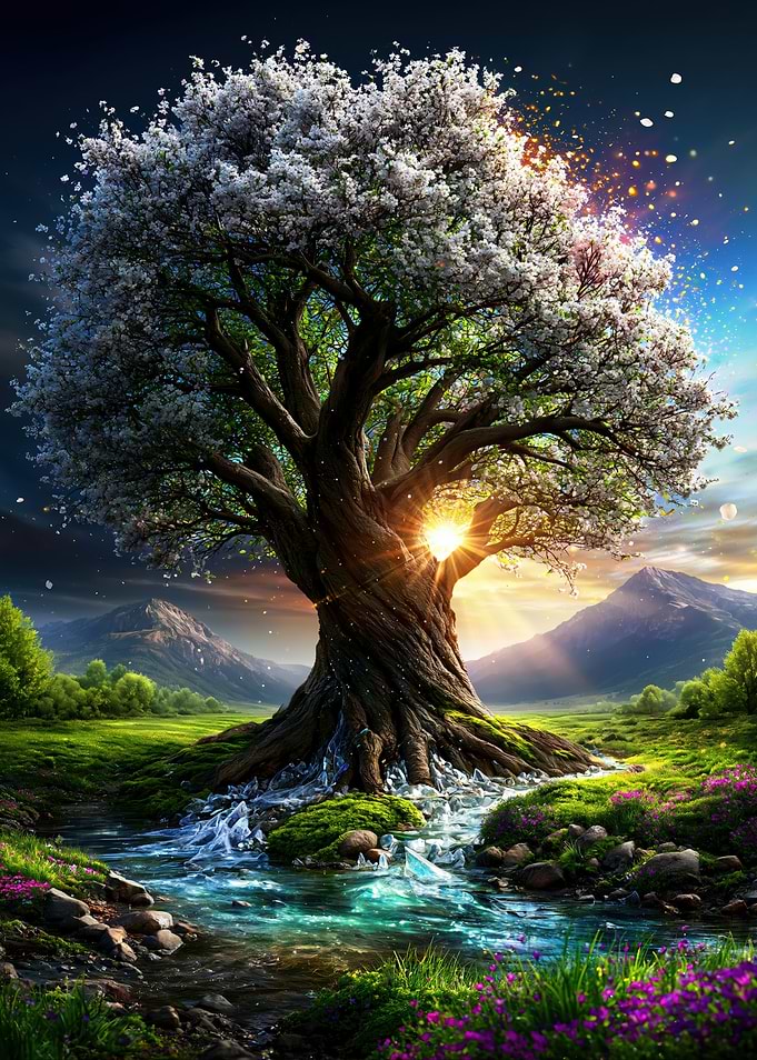 Enchanted Tree of Life by a Stream