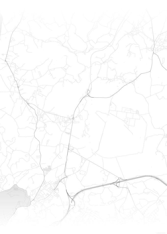 Abstract Map of Roads and Water