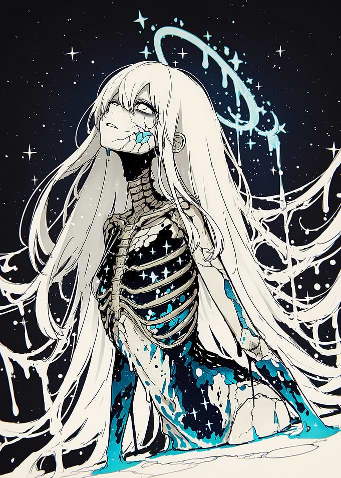 Ethereal Skeleton Angel with Cosmic Ribcage