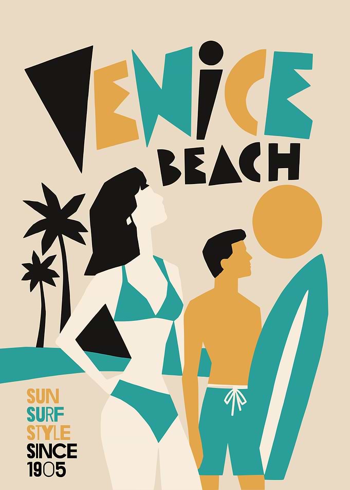 Venice Beach Retro Poster