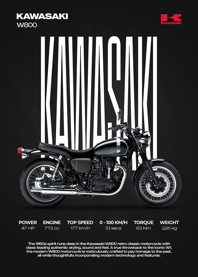 Kawasaki W800 Motorcycle Poster
