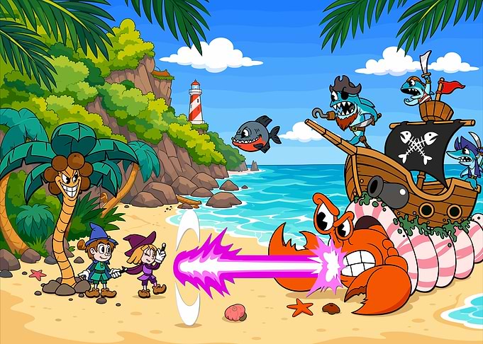Pirate Battle on a Tropical Beach
