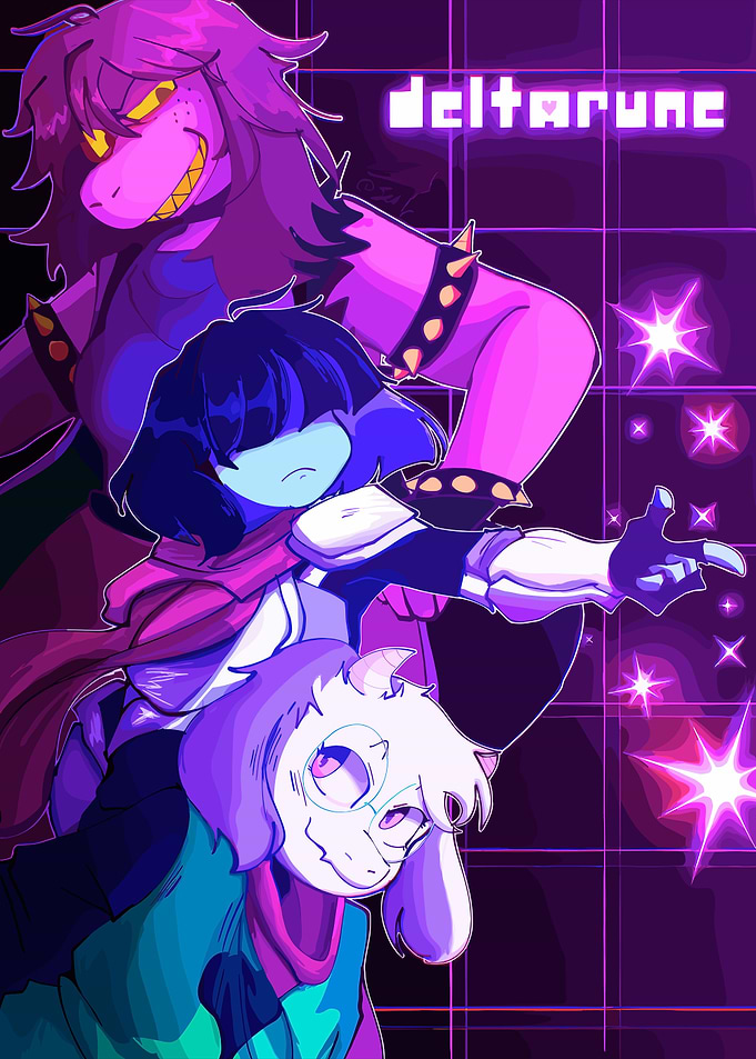 Deltarune Characters in Purple Hues
