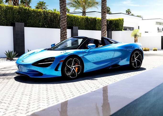 Blue McLaren 720S Spider Convertible