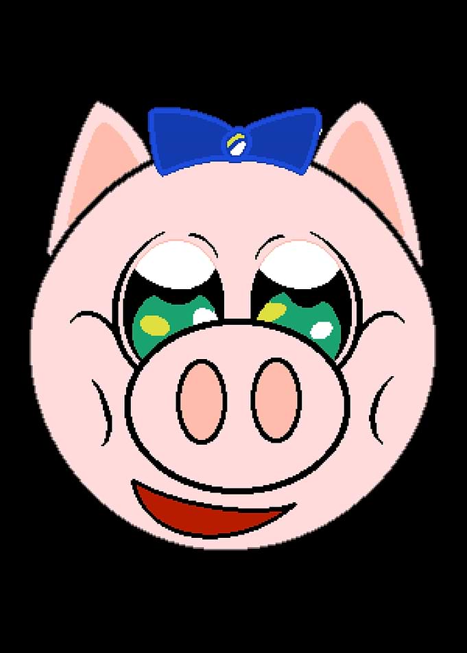 Cute Piggy with Blue Bow