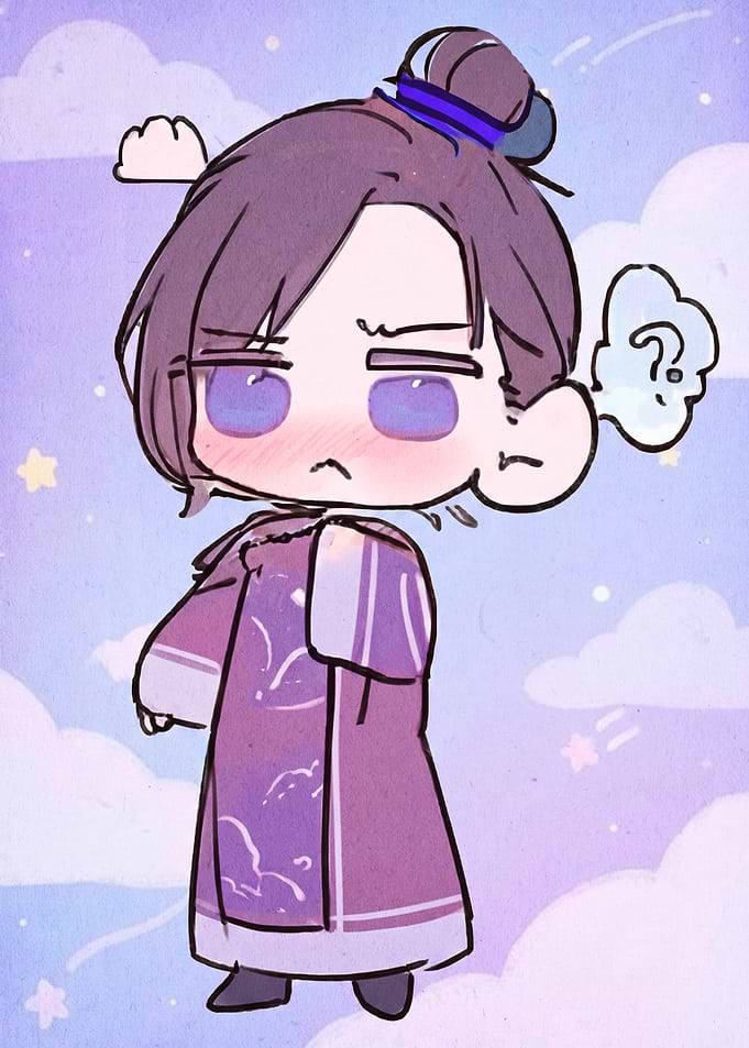 Chibi Character with Purple Outfit