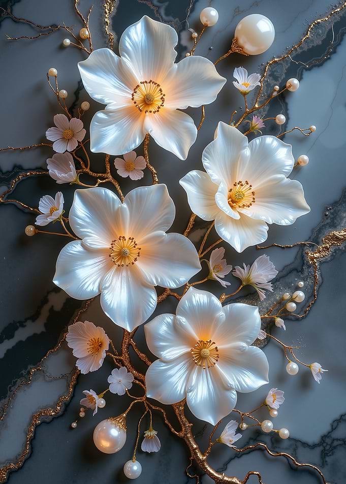Elegant White Floral Arrangement with Pearls