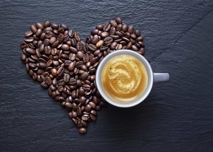 Heart of Coffee Beans with Latte