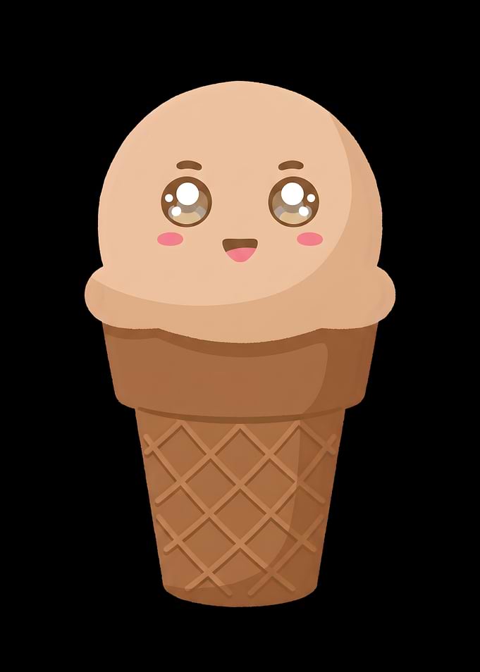 Cute Kawaii Ice Cream Cone Illustration