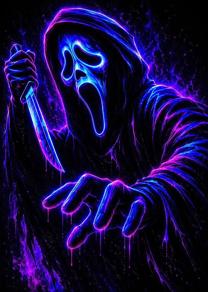 Ghostface with Neon Glow and Knife