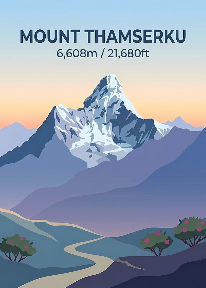 Mount Thamserku Minimalist Travel Poster