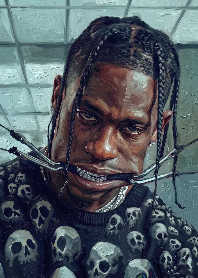 Travis Scott Portrait with Skull Sweater