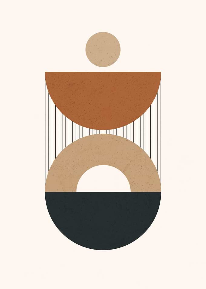 Symmetrical Stack - Bauhaus Semicircles Geometric Art