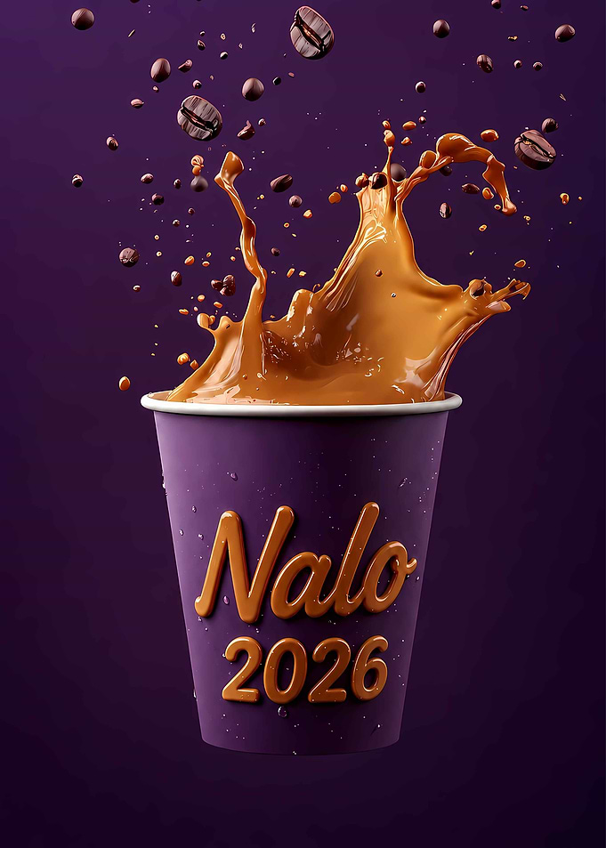 Dynamic Coffee Splash in Purple Nalo Cup