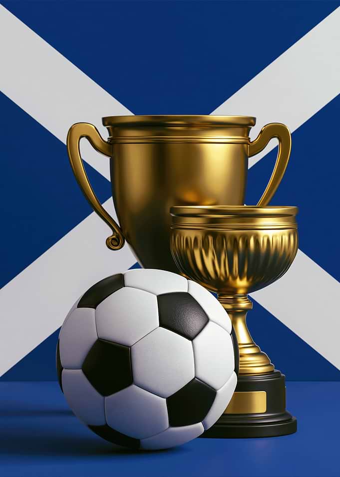 Scottish Football Trophies and Ball