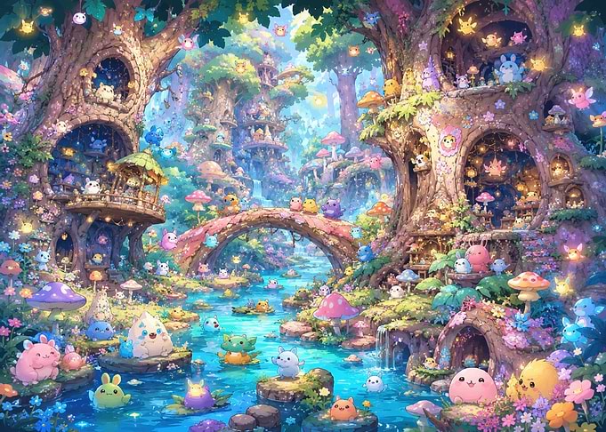 Enchanted Forest with Cute Creatures