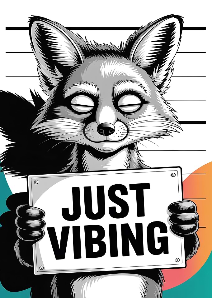 Fox Holding 'Just Vibing' Sign
