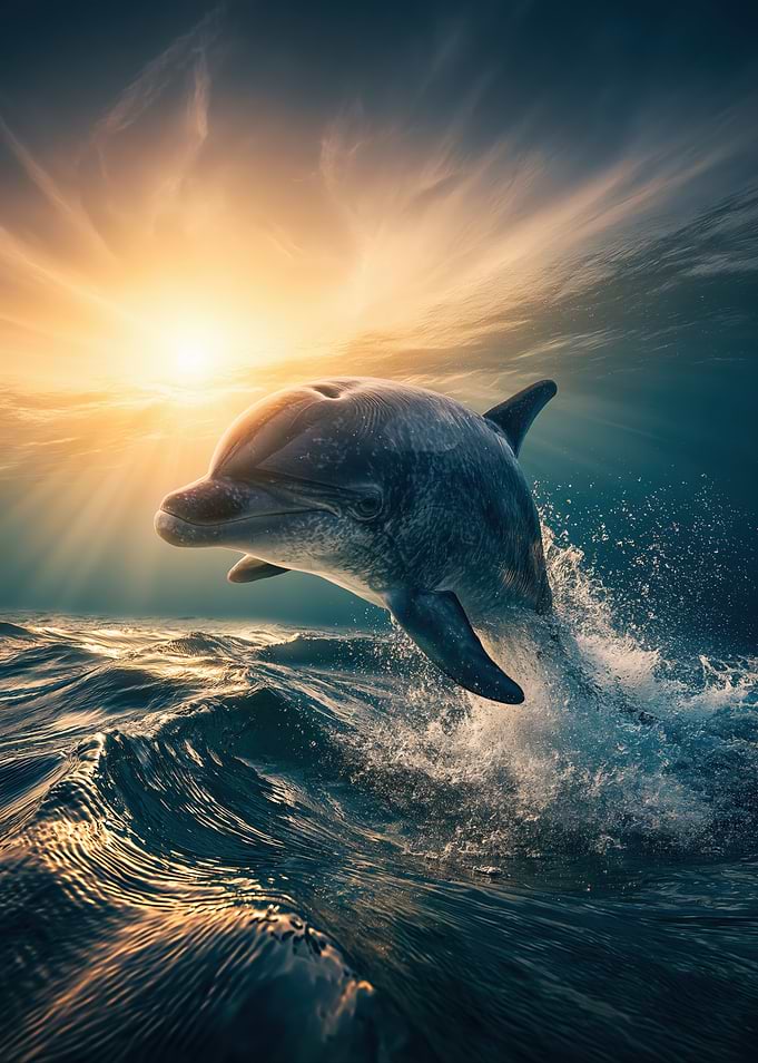 Dolphin Leaping at Sunset