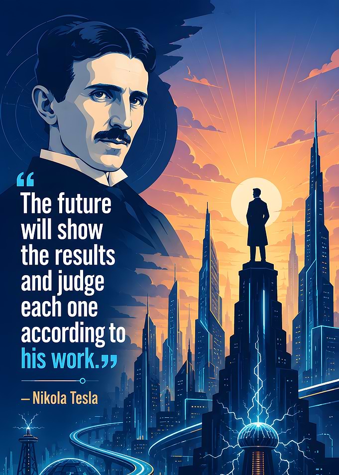 Nikola Tesla Futuristic City Quote