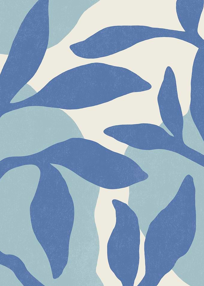Abstract Blue Leaf Pattern