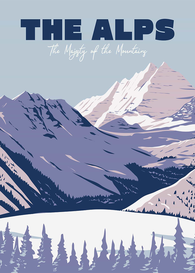 The Alps Vintage Travel Poster