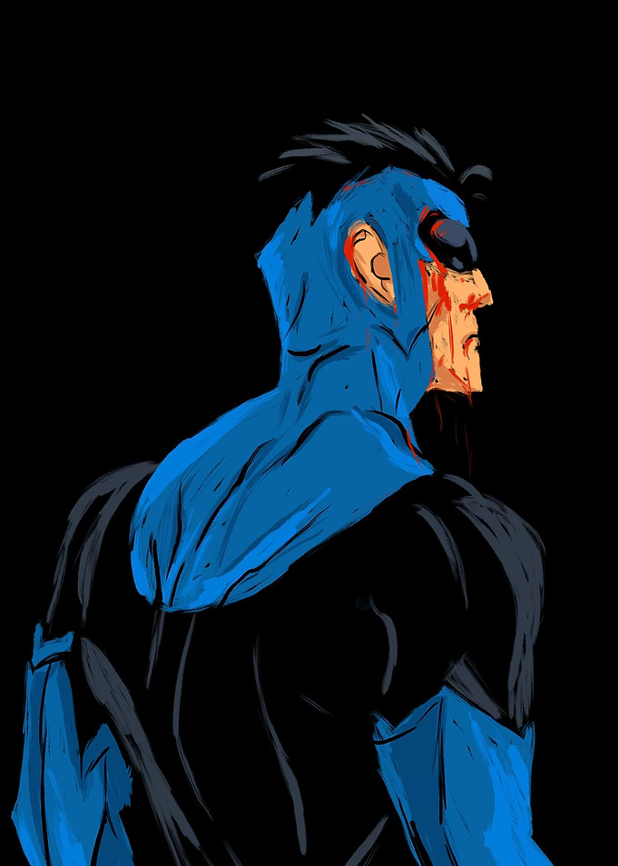 Injured Invincible in Blue Suit