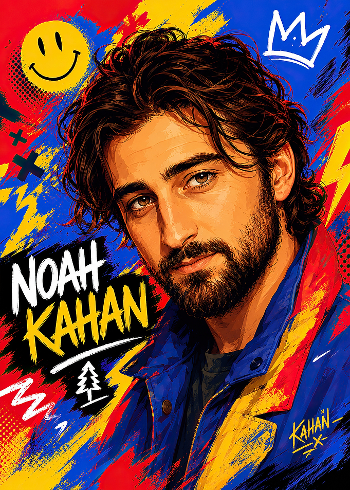 Noah Kahan Portrait with Abstract Background