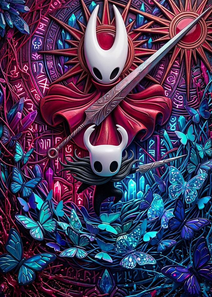 Hollow Knight Hornet and Knight Artwork