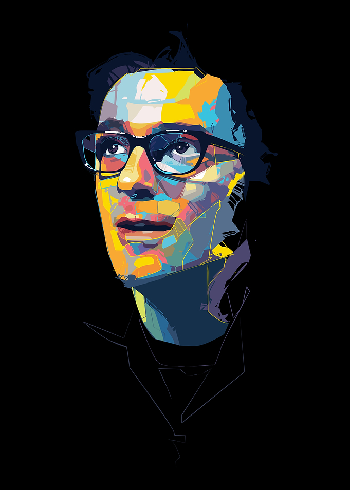 Colorful Portrait of a Man with Glasses