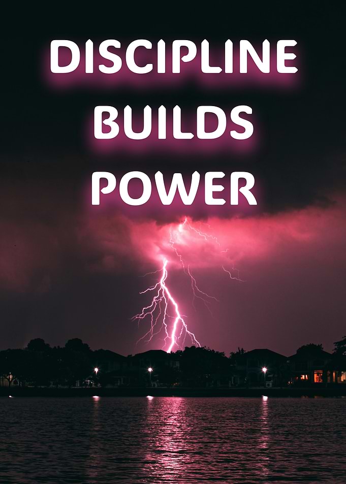 Discipline Builds Power - Neon Lightning Motivation