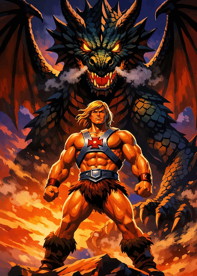 He-Man confronts a dragon