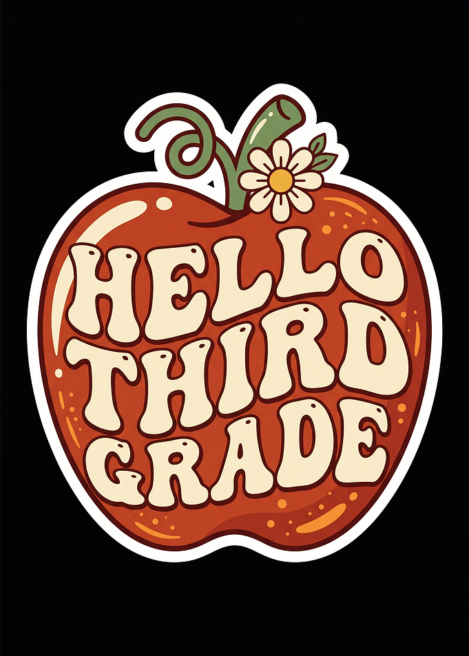 Hello Third Grade Apple Sticker