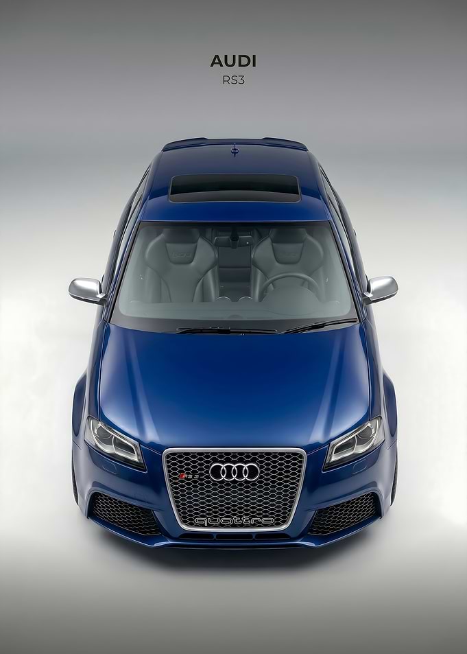 sleekBlue Audi RS3 8p Front Top View poster