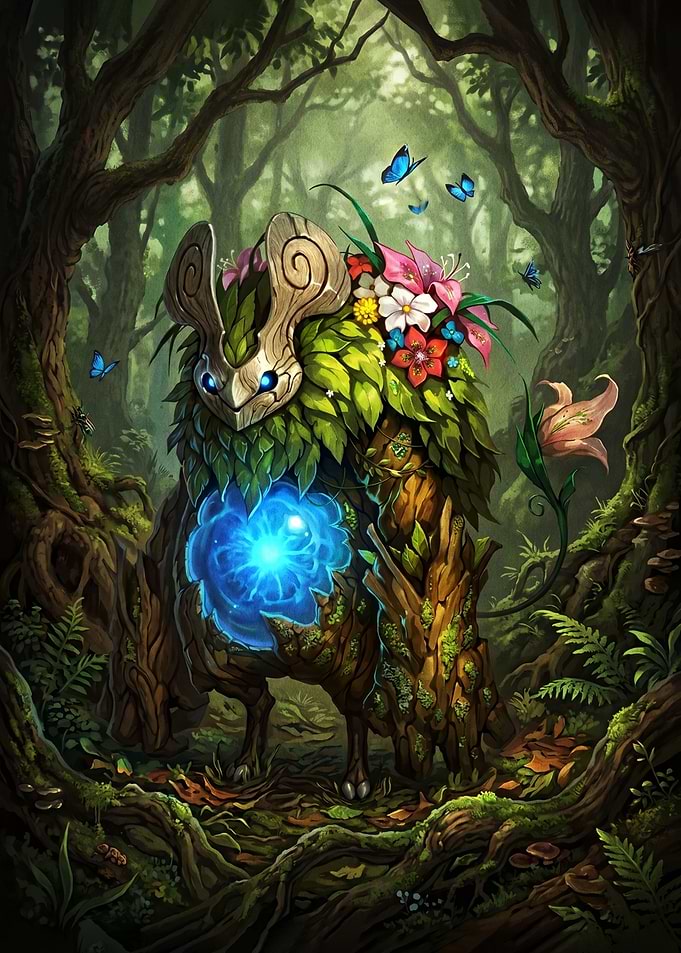 Enchanted Forest Guardian with Glowing Core