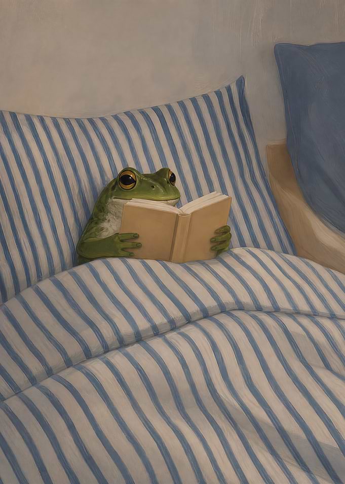 Cozy Frog Reading Book
