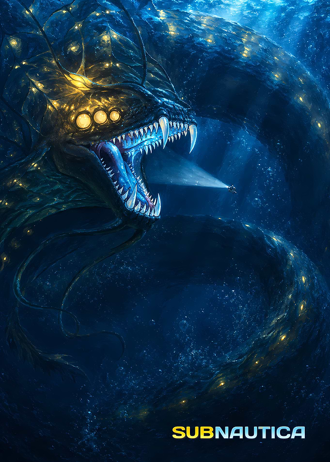 Subnautica Leviathan and Submarine