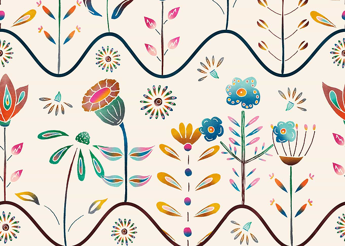 Whimsical Folk Art Floral Pattern