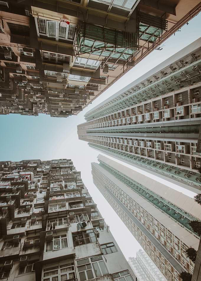 Hong Kong Apartment Buildings Densely Packed