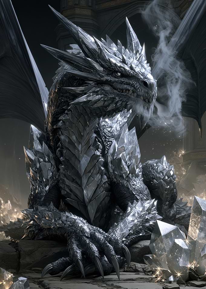 Majestic Silver Crystal Dragon