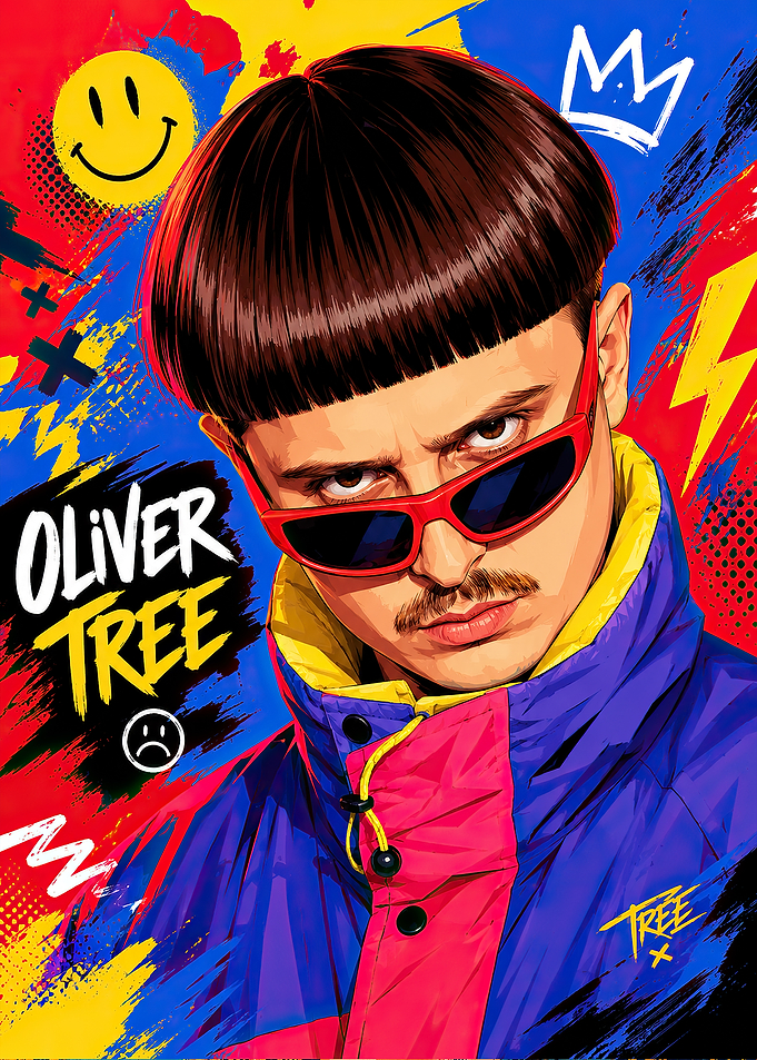 Oliver Tree Portrait with Pop Art Background