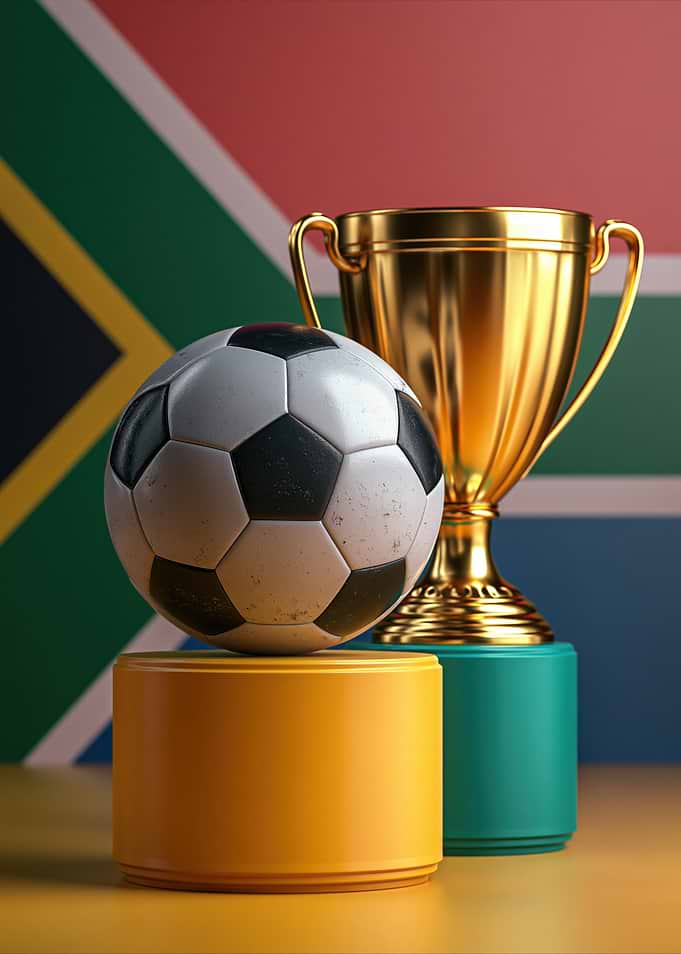 South African Soccer Trophy and Ball