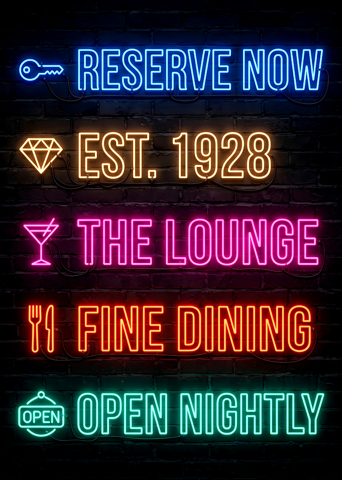 Retro Neon Signs for Fine Dining