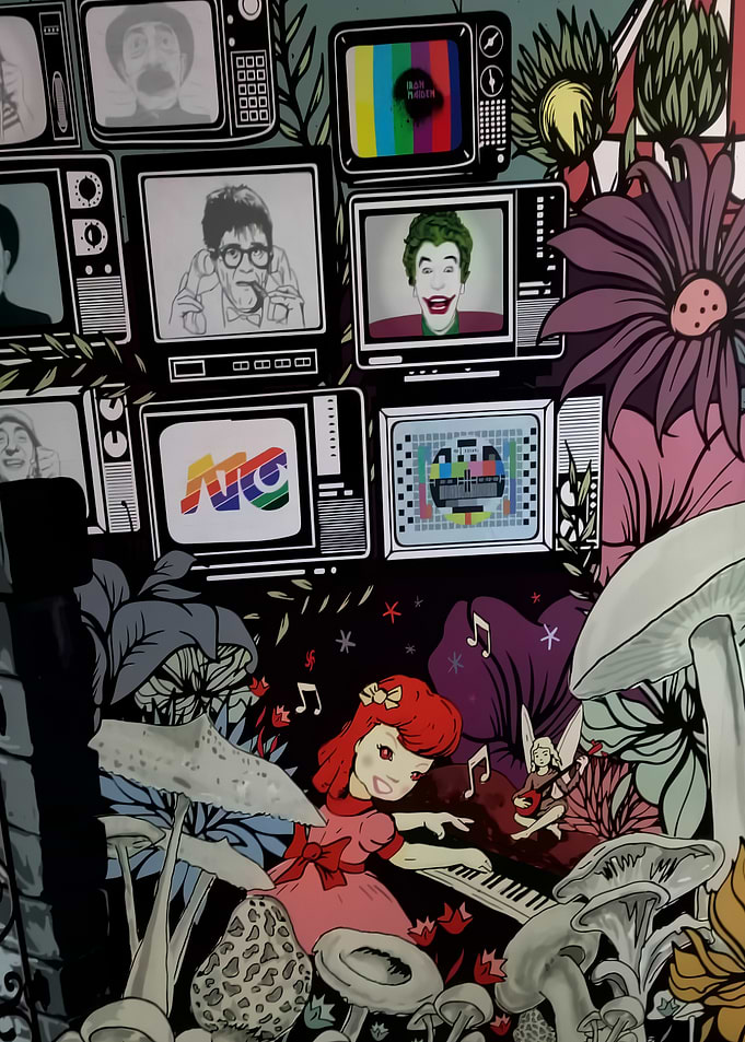 Retro TV Collage with Fantasy Elements