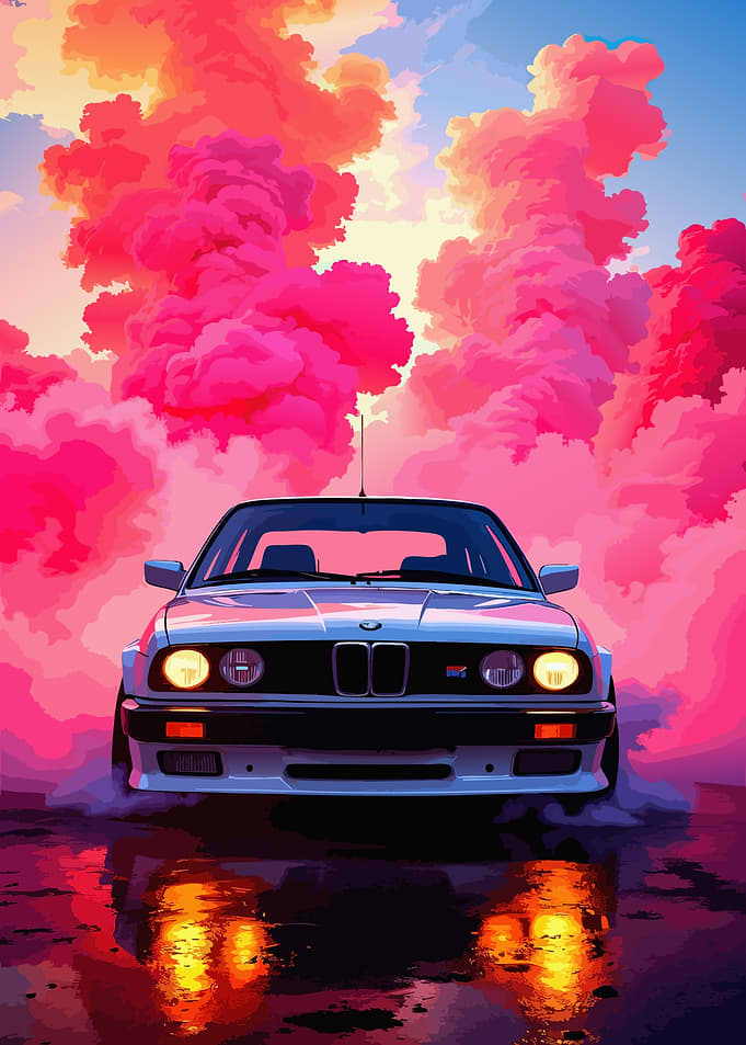 BMW M3 E30 in Pink Smoke